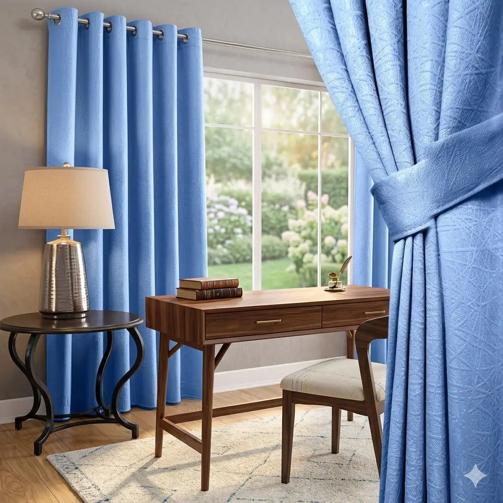 gorden blackout polyester warna abu-abu di ruang minimalis
